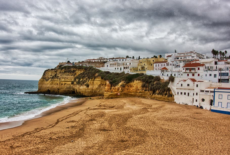 carvoeiro, portugal, mar, costa, relaxation, europe, landscape, colorful, water, sand