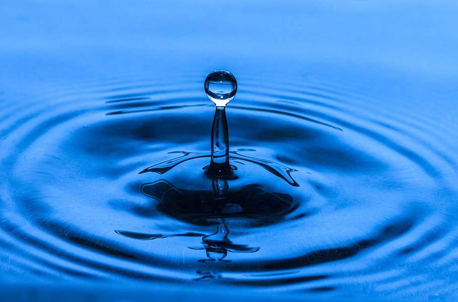 water drop, water, fluid, blue, splash, ripple, clean, drop, splashes, nature
