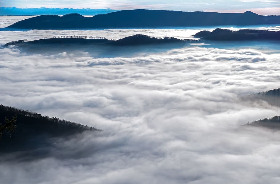sea of fog, fog, view, switzerland, jura, mittelland, outlook, distant view, cloud - sky, beauty in nature