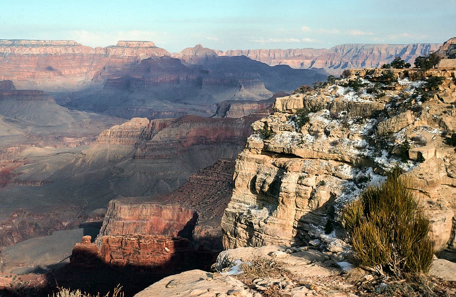 view, grand, canyon, winters, arizona, beautiful, clouds, desert, erosion, famous