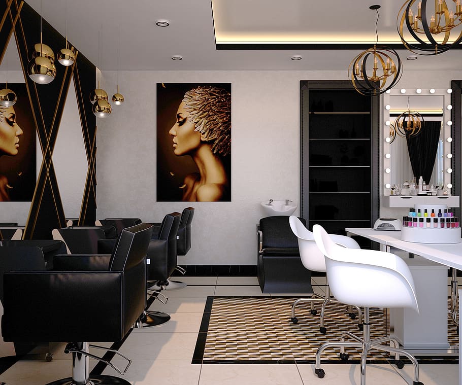 beauty salon, barber, nail salon, salon, hairdresser, fashion, beauty, interior, 3 d, interior design