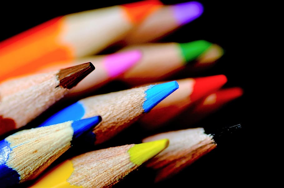 crayons, pencils, colorful, to write, colors, creativity, kindergarten, drawing, coloring book, design