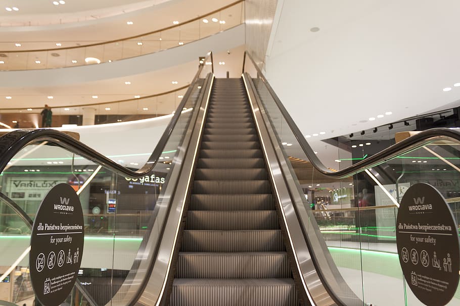 escalator, shopping center, building, escalators, shopping, shop, ladder, stairs, architecture, design