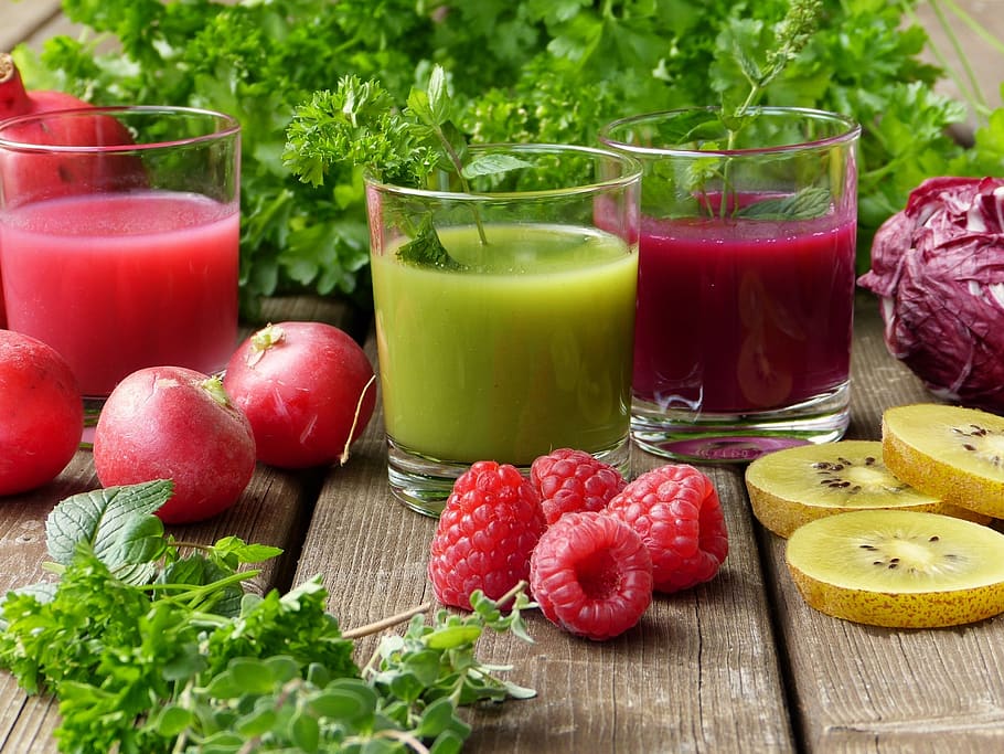 ervas, smoothies, suco, legumes, fruta, fresco, desintoxicação, saúde, vegan, vegetariano