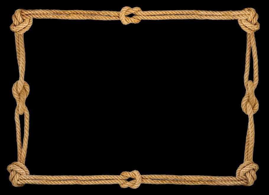 frame, framing, rope, object, knot, copy space, backgrounds, wood - material, pattern, cut out
