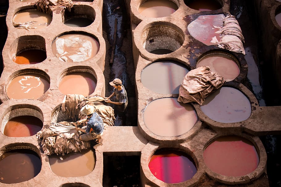 morocco, the tannery, skin, fez, color, colorful, trip, artisans, ancient, built structure
