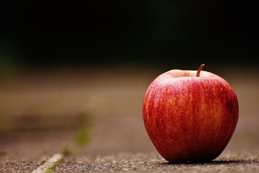 красное яблоко, яблоко, крупный план, фрукты, минимальный, минималистичный, красный, простой, упрощенный, здоровое питание