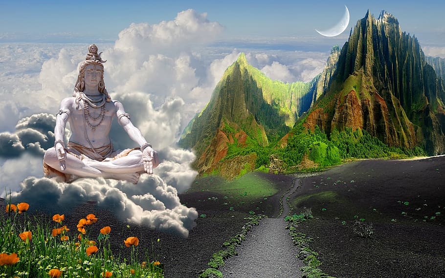 shiva, dios, deidad, india, impresión, meditación, mística, digital, composición, fantasía