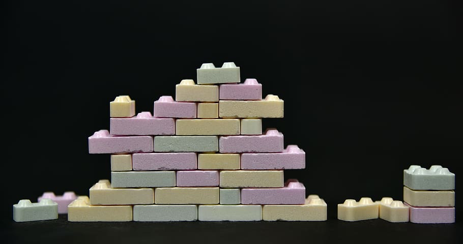 wall, site, build, play stone, colorful, stones, insert, plug-in bricks, architecture, facade