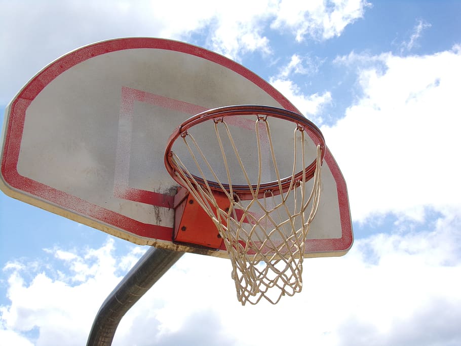 tujuan bola basket, taman, musim panas, bola basket, di luar ruangan, olahraga, rekreasi, jaring, papan, lingkaran