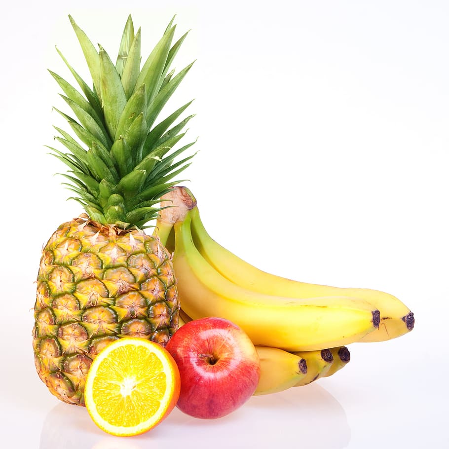 pisang, makanan, segar, buah, timbunan, objek, jeruk, matang, vitamin, putih