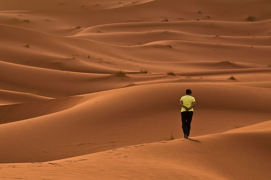 ходьба, пустыня, пейзаж, африка, африканка, песок, прогулка, песчаные дюны, земля, засушливый климат