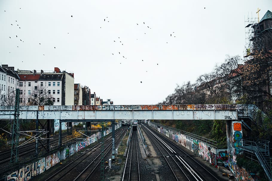 graffiti walls, train subway bridge, tracks, architecture, art, bridge, graffiti, station, wall, background