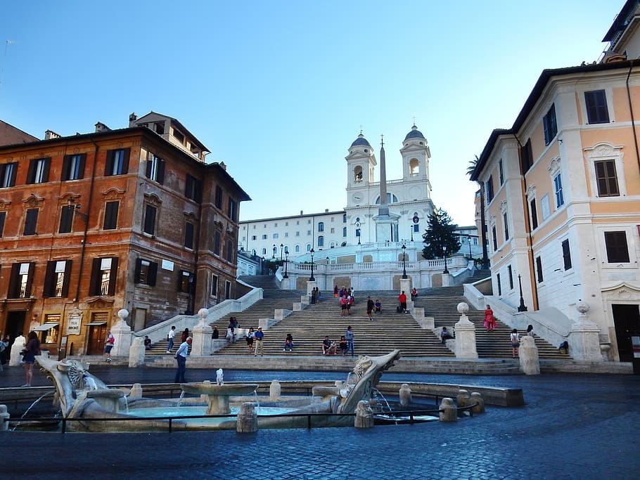 spanish steps, rome, italy, historically, stairs, church, santa trinità dei monti, 1723, pope innocent xiii, piazza di spagna