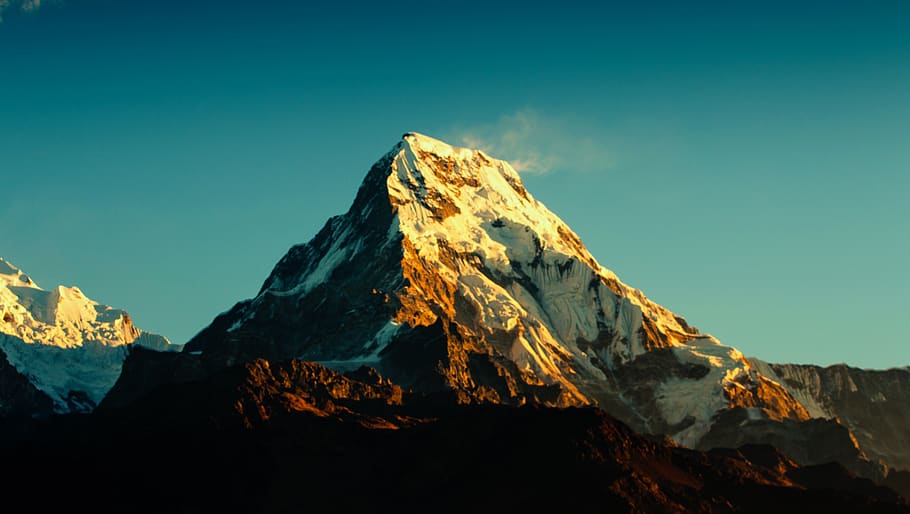 annapurna, montaña, himalaya, nepal, trekking, roca, nieve, cielo, caminata, naturaleza