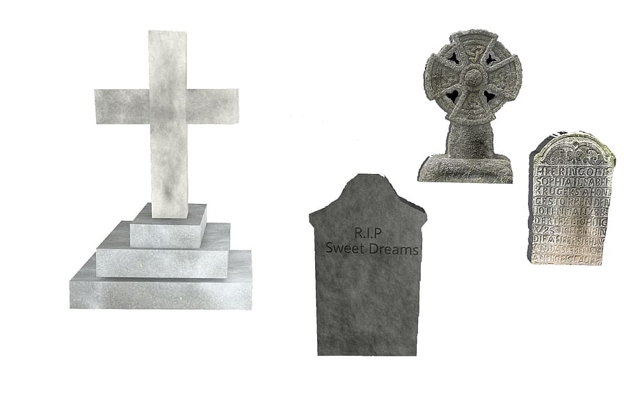 lápidas, tumba, cementerio, aislado, funeral, lápida mortuoria, cruz, entierro, halloween, muerte