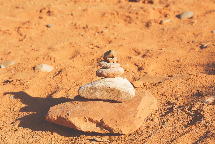 desierto, arena, roca, soleado, día, al aire libre, tierra, sólido, apilar, piedra - objeto