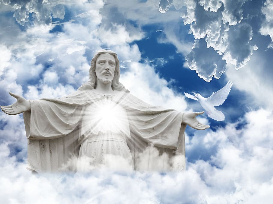religião, cristo, estátua, fé, céu, nuvens, esperança, crença, nuvem - céu, espiritualidade