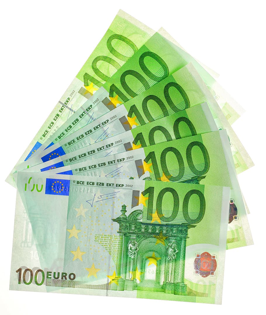 100, kelimpahan, tagihan, bisnis, kas, mata uang, utang, eur, euro, eropa