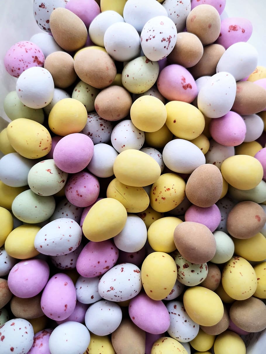 easter eggs, colourful, eggs, easter, decorations, chocolates, chocolate, yellow, pink, tasty