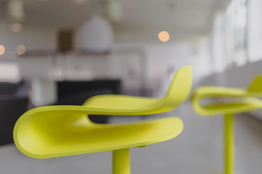 tinggi, kuning, kursi bar, -, modern, kursi desainer bar, furnitur, kursi, kontemporer, mewah
