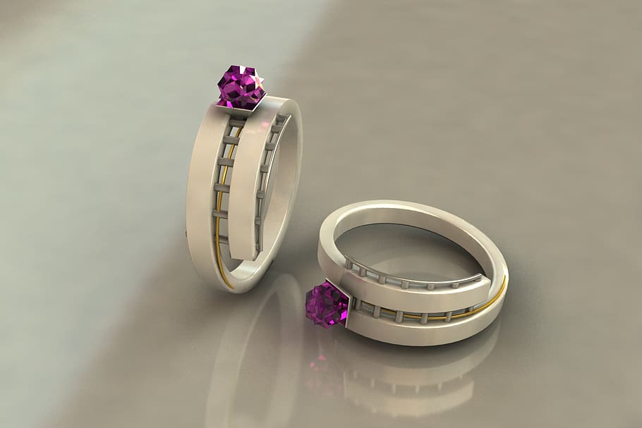 anel, compromisso, brilhante, cor rosa, dentro de casa, jóias, roxo, natureza morta, mesa, flor