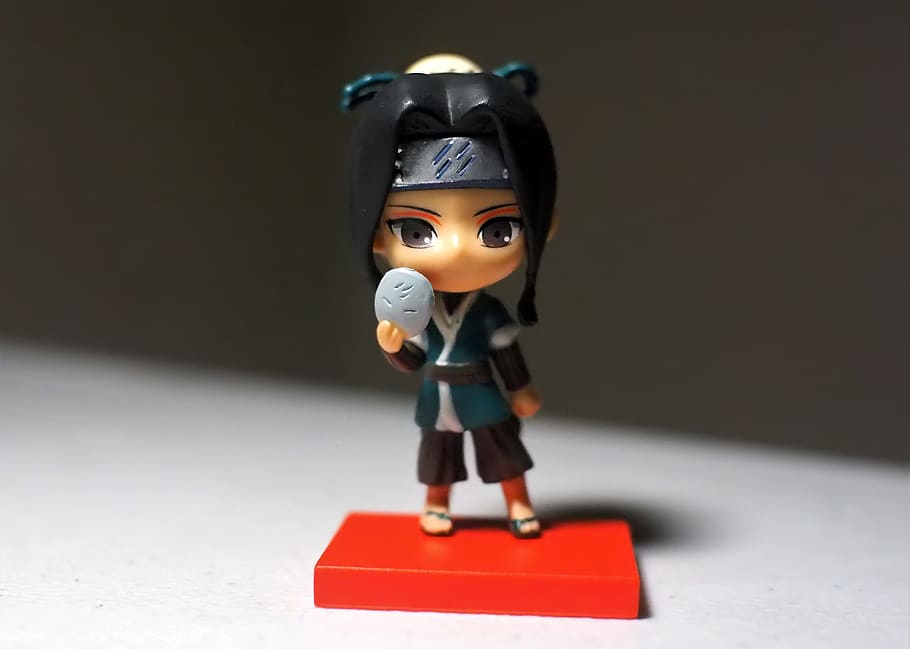 ninja, joven, persona, juguete, estatuilla, pequeño, lindo, japonés, anime, dibujos animados