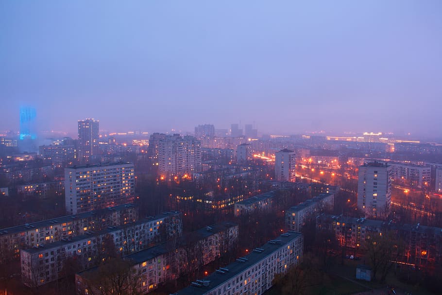 city, night, background, Petersburg, view, cityscape, blue, urban, building, scene
