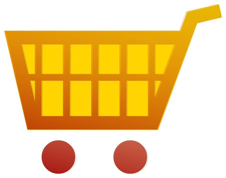 time, shop, shopping, trolly, carrier, cut out, yellow, white background, copy space, white color