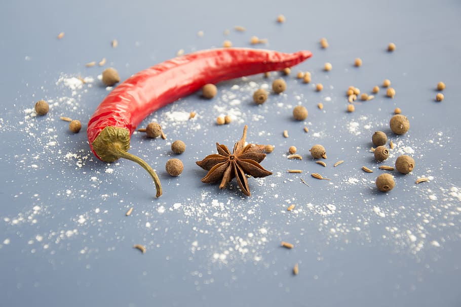chili, star anise, hot, red, spice, spices, food and drink, food, still life, close-up