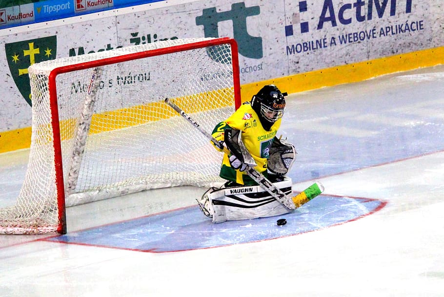 hockey, pupils, children, goalkeeper, surgery, brankársky surgery, missile, the puck, sports, ice