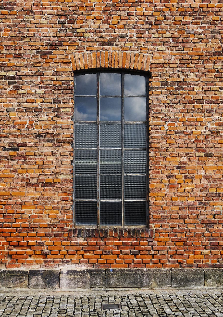 wall, brick, window, old, historically, architecture, hauswand, facade, old window, grid