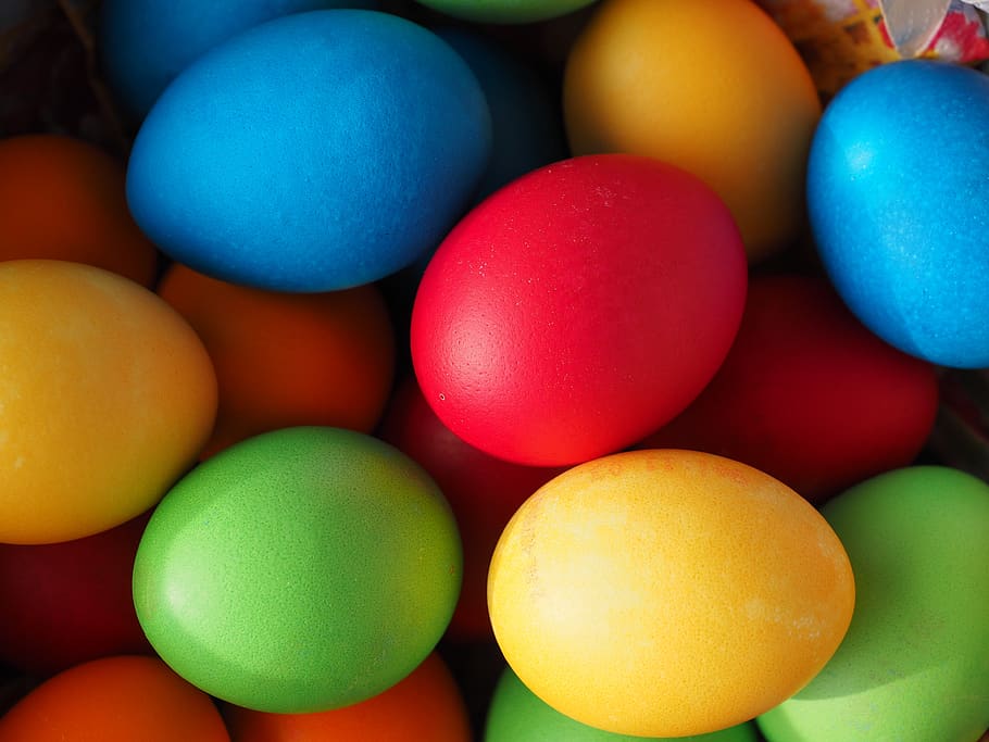 huevos de pascua, colores de huevos de pascua, color, amarillo, naranja, rojo, verde, azul, colorido, pascua feliz