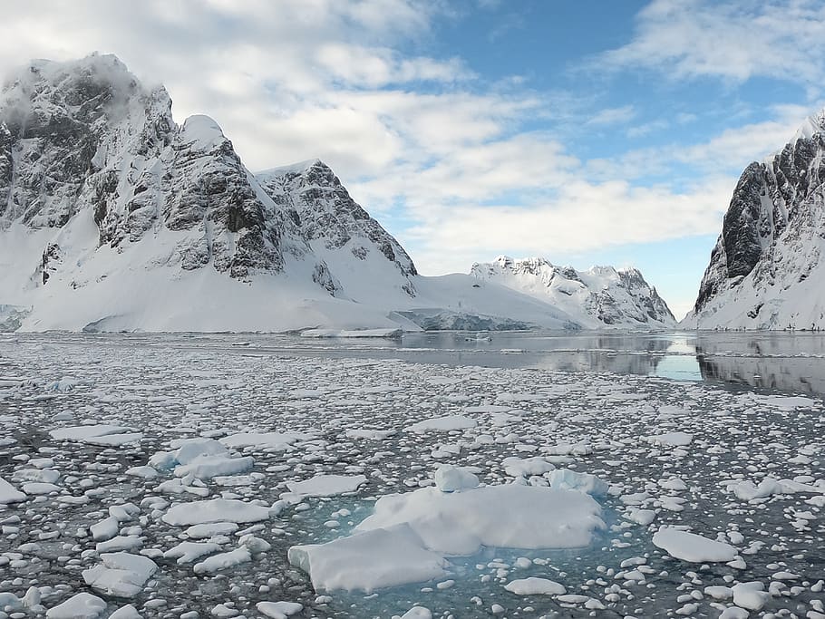 Antártida, montañas, hielo, iceberg, paisaje, naturaleza, glaciar, ártico, temperatura fría, invierno