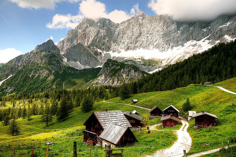 dachstein, austria, nature, landscape, mountains, alpine, sky, rock, hike, panorama