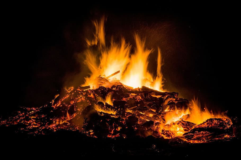 Paskah, api, membakar, api unggun, kayu, bahan bakar, panas - suhu, pembakaran, api - fenomena alam, alam