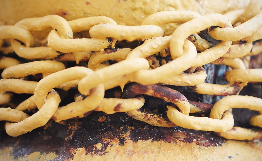 chains, links, yellow, rust, food, food and drink, close-up, still life, ready-to-eat, fried