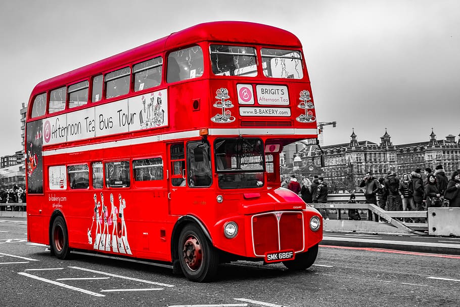bus, red, london, camper, travel, england, transport, retro, vehicle, vintage