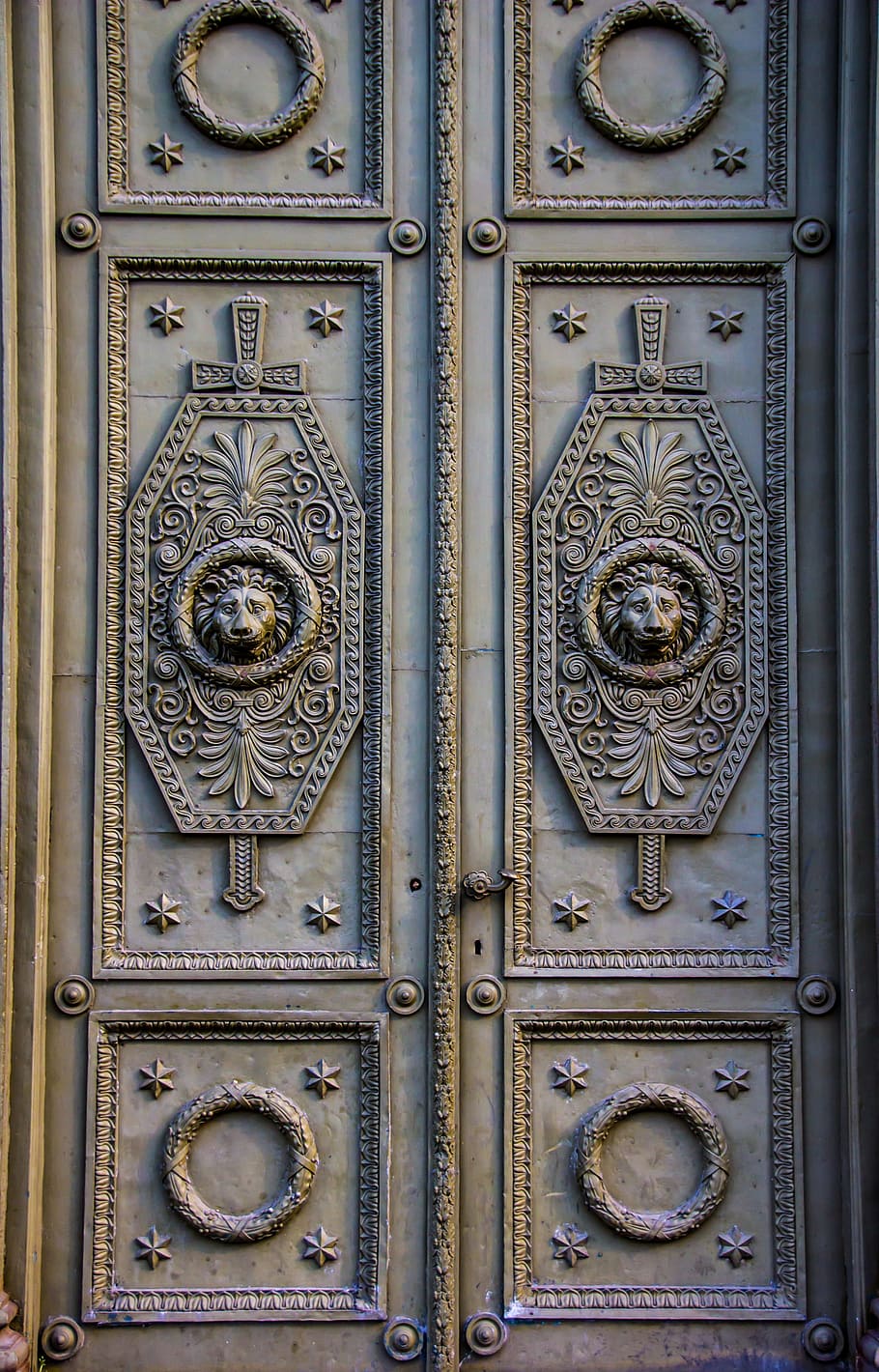 puerta, fondo, metal, decoración, elementos, antiguo, frente, textura, diseño, arquitectura