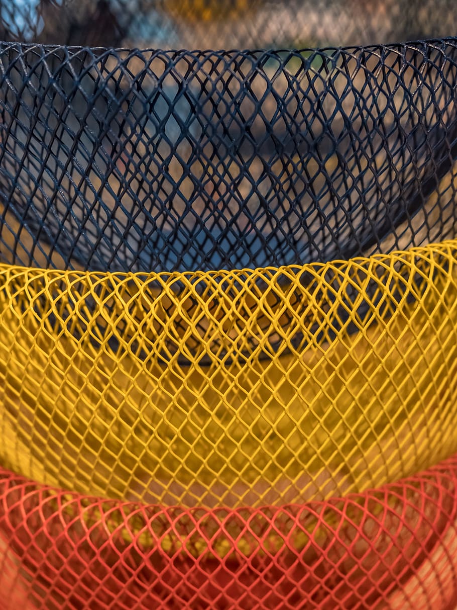 baskets, colors, wires, design, basket, colorful, color, yellow, sport, close-up