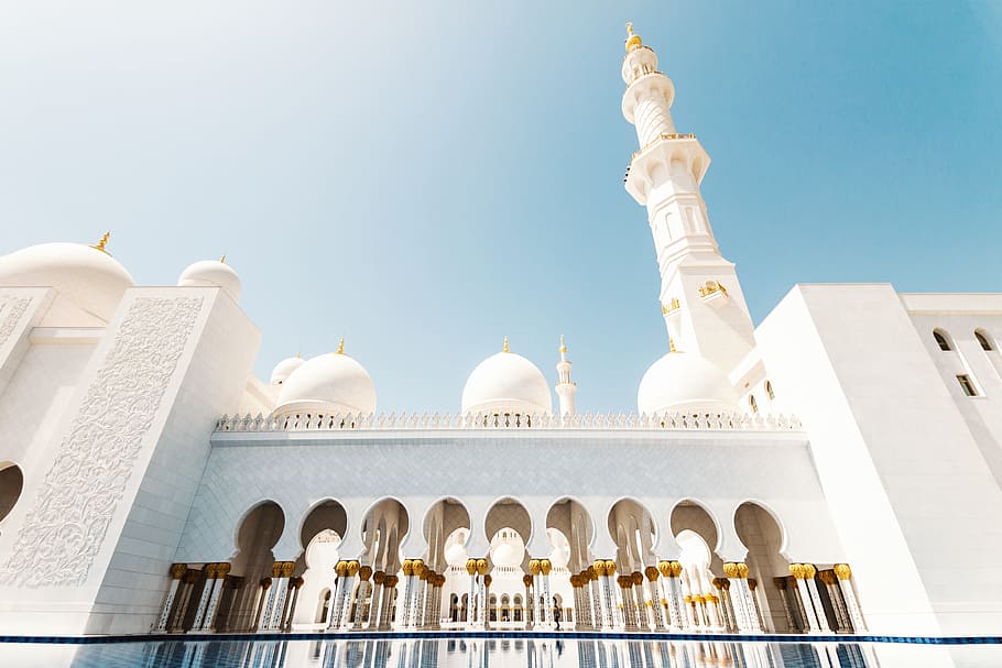 mezquita, abu dhabi, capital, emiratos árabes unidos, Arquitectura, exterior del edificio, estructura construida, destinos de viaje, cielo, religión