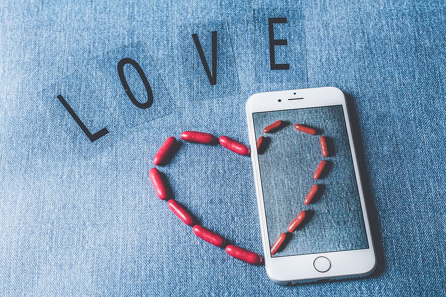 cinta, hati, romantis, valentine, roman, simbol, latar belakang, merah, hubungan, iphone