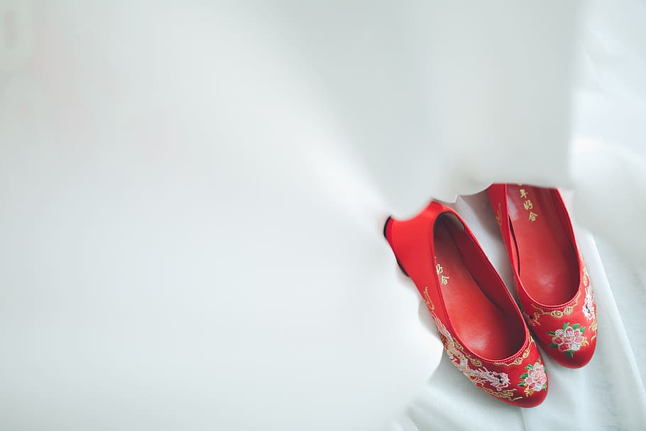 red shoes, various, footwear, wedding, red, emotion, celebration, love, positive emotion, copy space