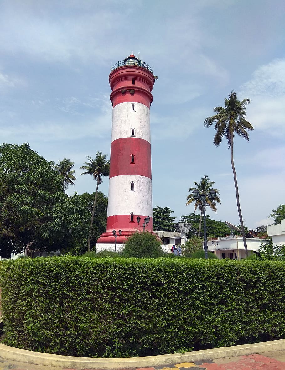 фото, аллеппей маяк, также, известный, alappuzha lighthouse, маяк., расположенный, alappuzha coastel line, kerala., пляж.