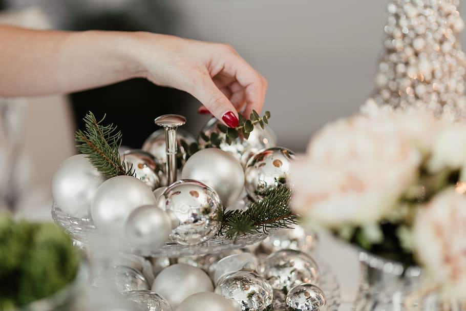 plata decoraciones de navidad, navidad, plata, decoraciones, nochebuena, comedor, decoración, celebracion, fiesta, decoración navideña