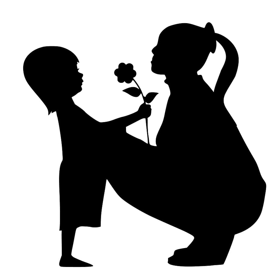 illustration, -, silhouette, child, adopted, mother., adoption, diverse family, mother day, day