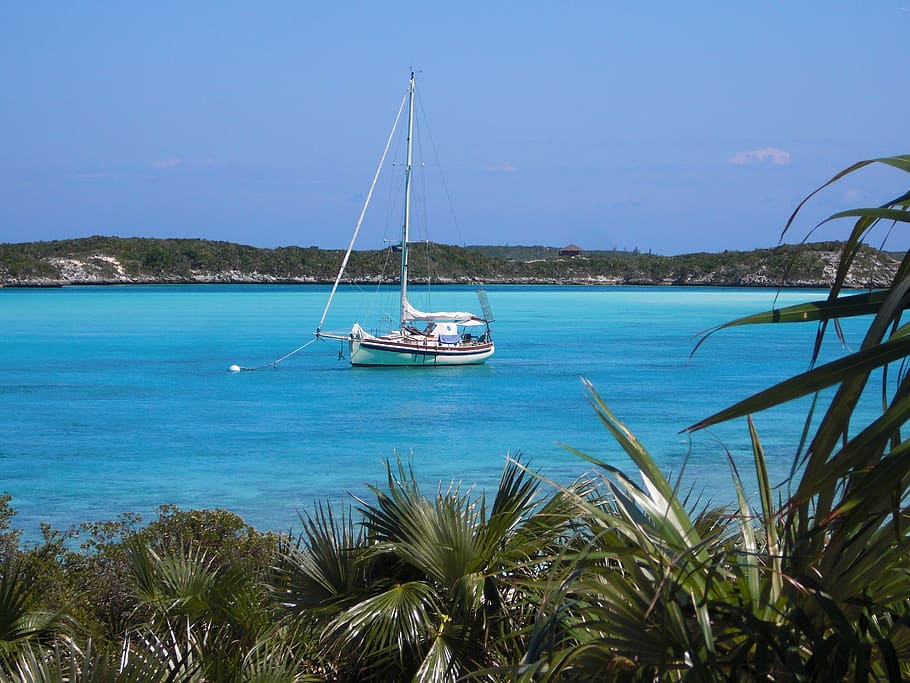 sailboat, vacation, bahamas, exumas, sailing, boat, travel, caribbean, nautical vessel, water