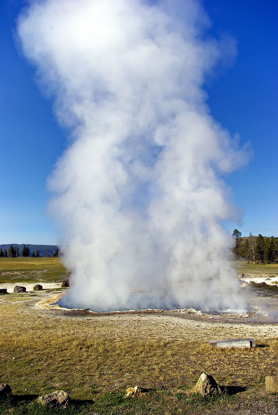 yellowstone's ojo caliente spring, hot, spring, landscape, wyoming, yellowstone, national, park, steam, nature