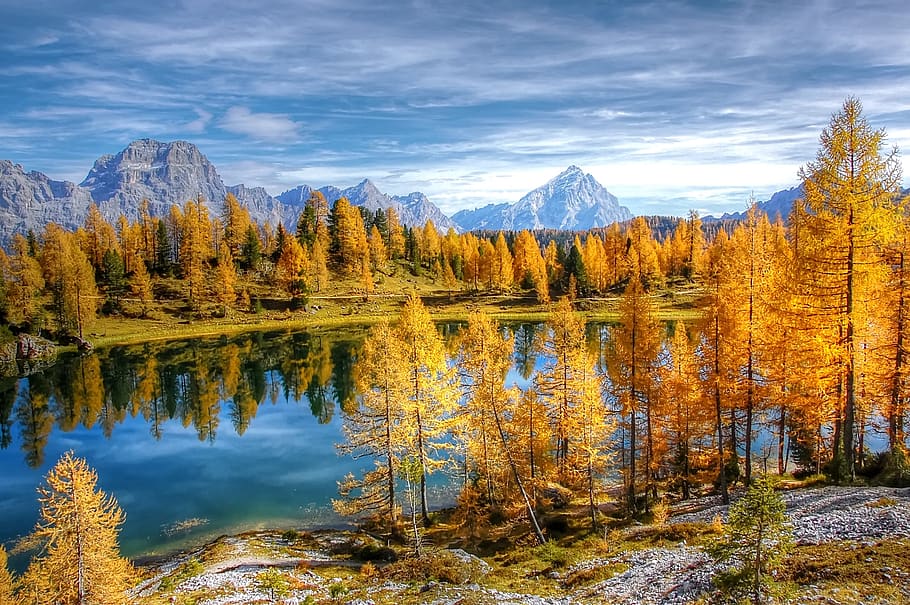 lago federa, bergsee, alpine, mountains, dolomites, italy, alm, landscape, mountain landscape, nature