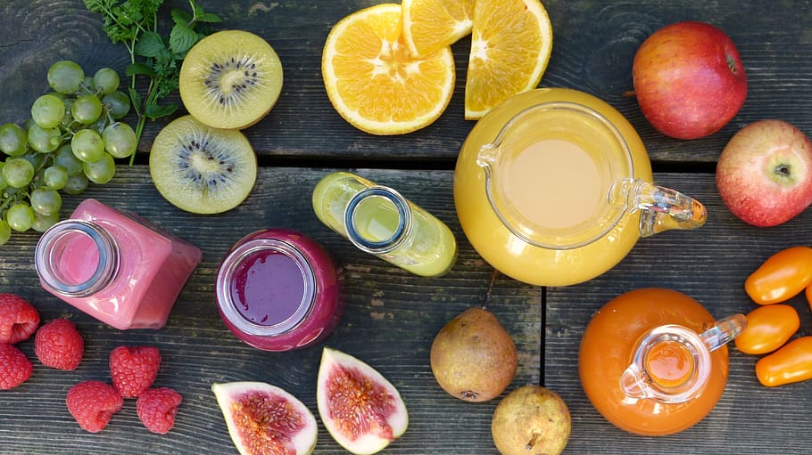 buah, buah-buahan, smoothie, jus, segar, bio, detoksifikasi, vitamin, sehat, diet